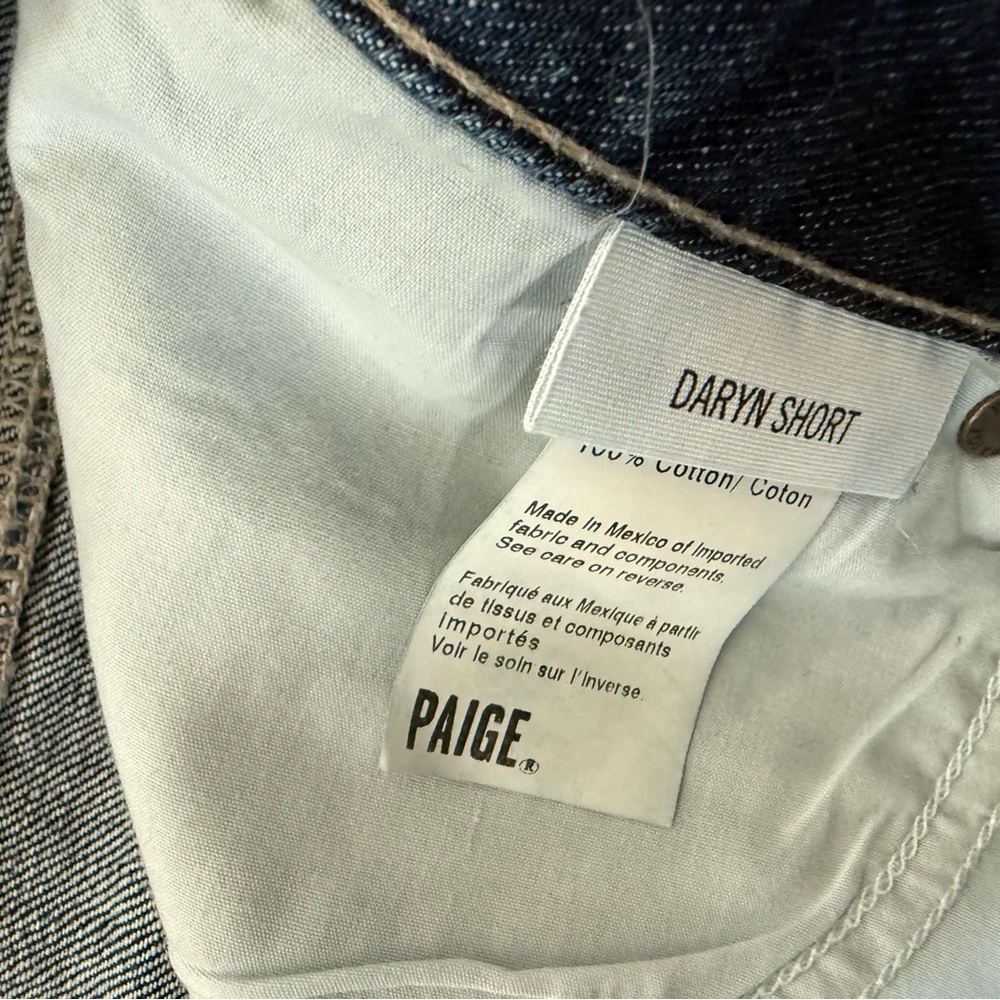 PAIGE Light and Dark Blue Two-Tone Denim Shorts - Picture 6 of 6